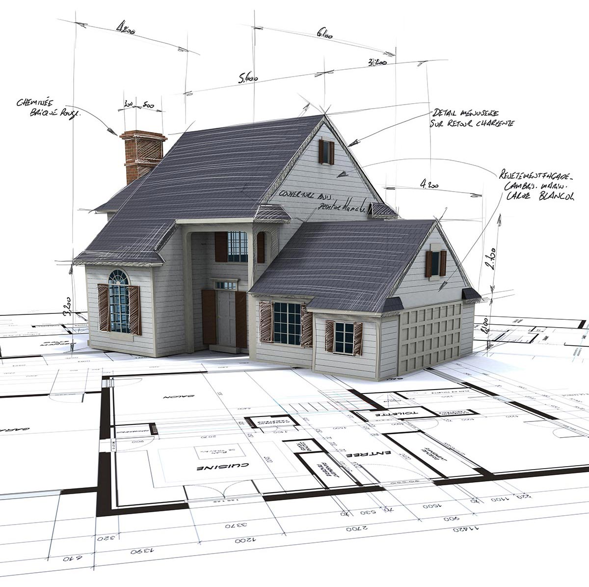 House blueprint rendering